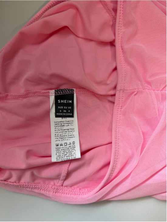 SHEIN Women's Small Pink Ruched Mesh Mini Skort Skirt Shorts NWT