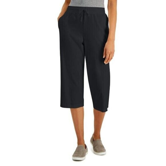 Karen Scott Knit Capri Pull on Black Short Capri Jogger / Sweat Pants NWT