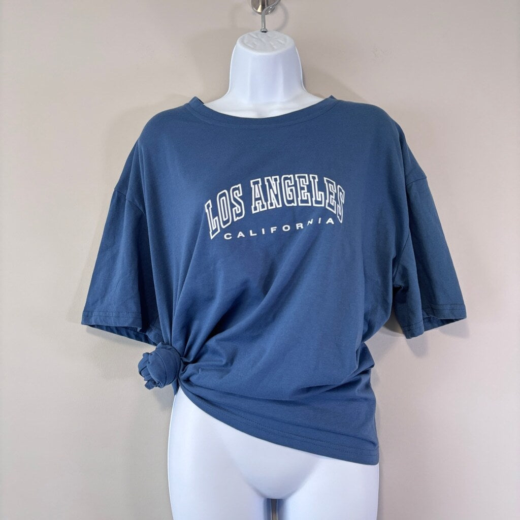 SHEIN Women's Los Angeles California Blue Oversized Short Sleeve T-Shirt NIB