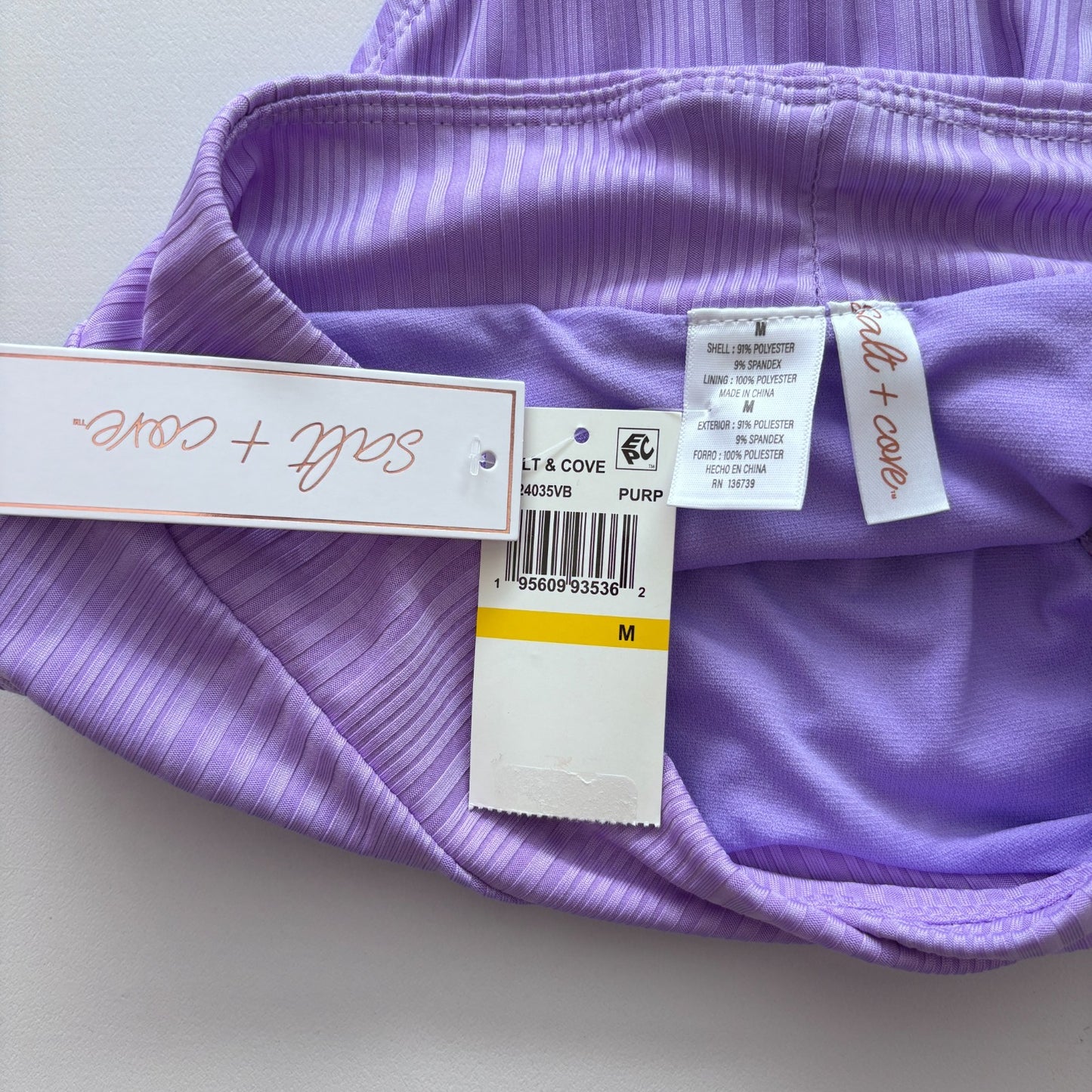Salt + Cove Women's Purple Ribbed V-Waist Bikini Bottoms NWT