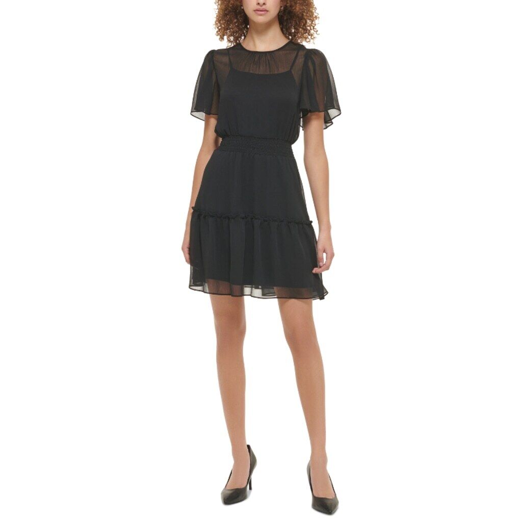 Karl Lagerfeld Paris Women's Crinkle Chiffon Dress NWT