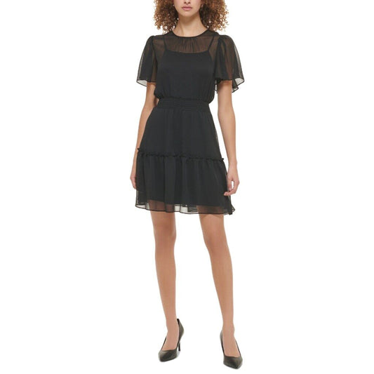 Karl Lagerfeld Paris Women's Crinkle Chiffon Dress NWT