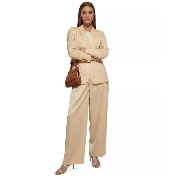 DKNY One-Button Flap Pocket Petite Blazer, Beige NWT 14P