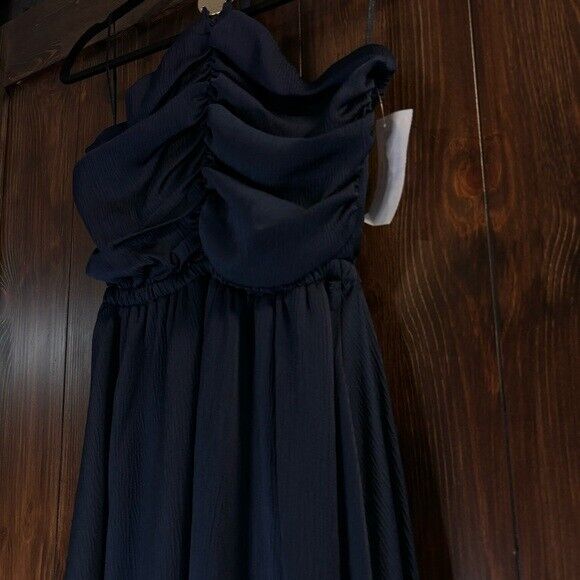 INC International Concepts Women's Size Medium Ruched Blue Halter Dress NWT