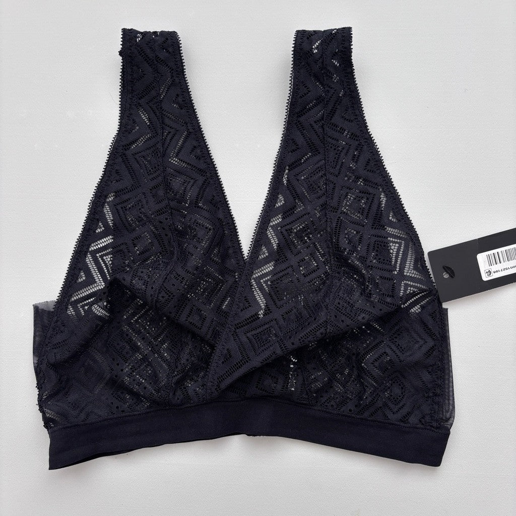 DKNY Women's Size Small Black Lace Bralette w/ Stretchy Lace & Elastic Band NWT
