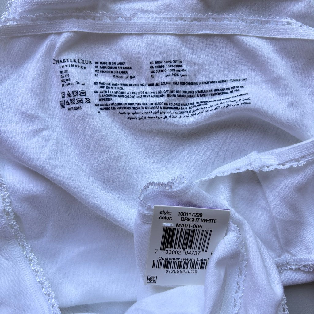 Charter Club Size XXL 100% Cotton 3 Pack of White Brief Underwear NWT XXL47