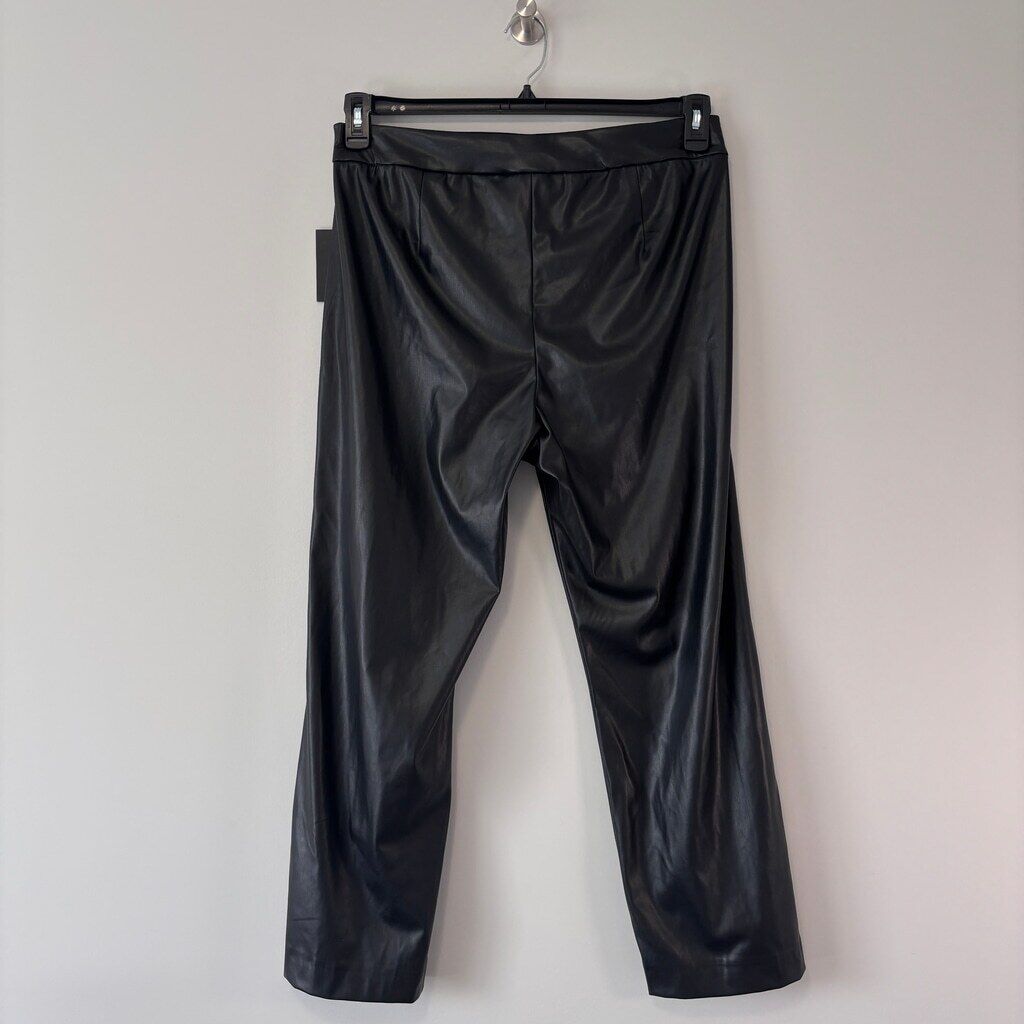 DKNY Women's Size 10 Black Faux-Leather Front-Seam Skinny Pants NWT