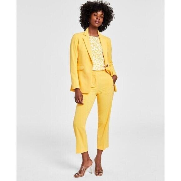 BAR III Women's Stretch Straight-Leg Bright Yellow Ankle Dress Pants NWT