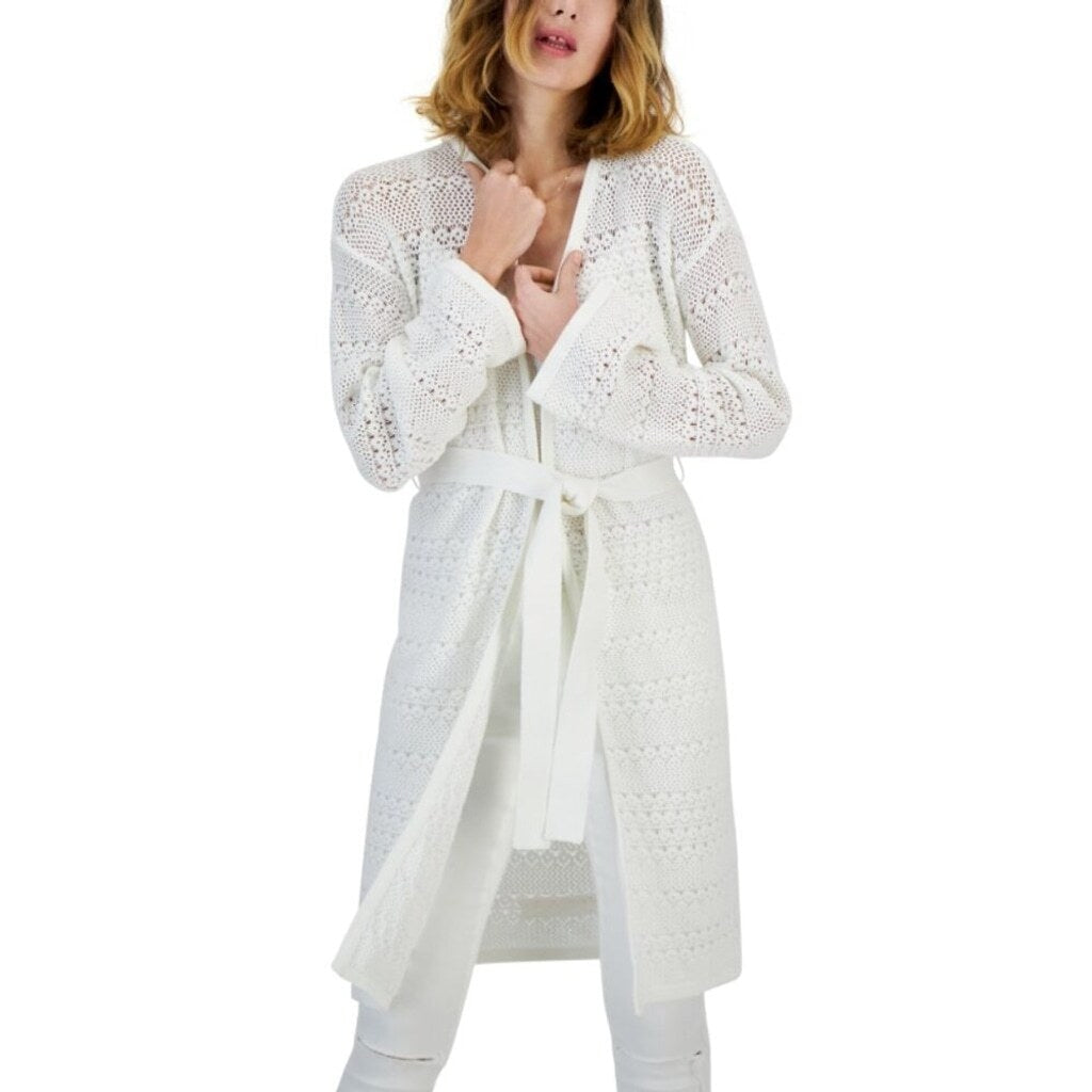 INC International Concepts XXL White Crocheted Cardigan Duster Sweater NWT