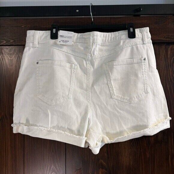 INC International Concepts Women's White High-Rise Cuffed Denim Shorts NWT