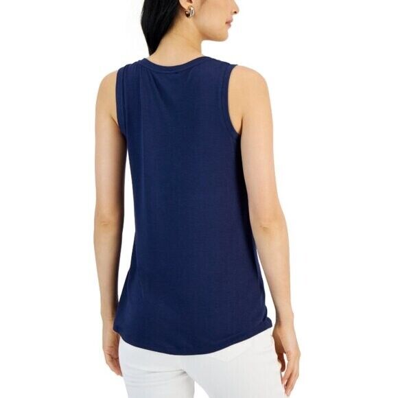 I.N.C. International Concepts Size XL Embellished Navy Scoop-Neck Tank Top NWT
