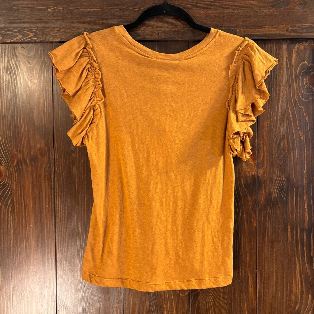 Industry Republic Clothing XS Flutter Ruffle Sleeve Pima Cotton T-Shirt NWT