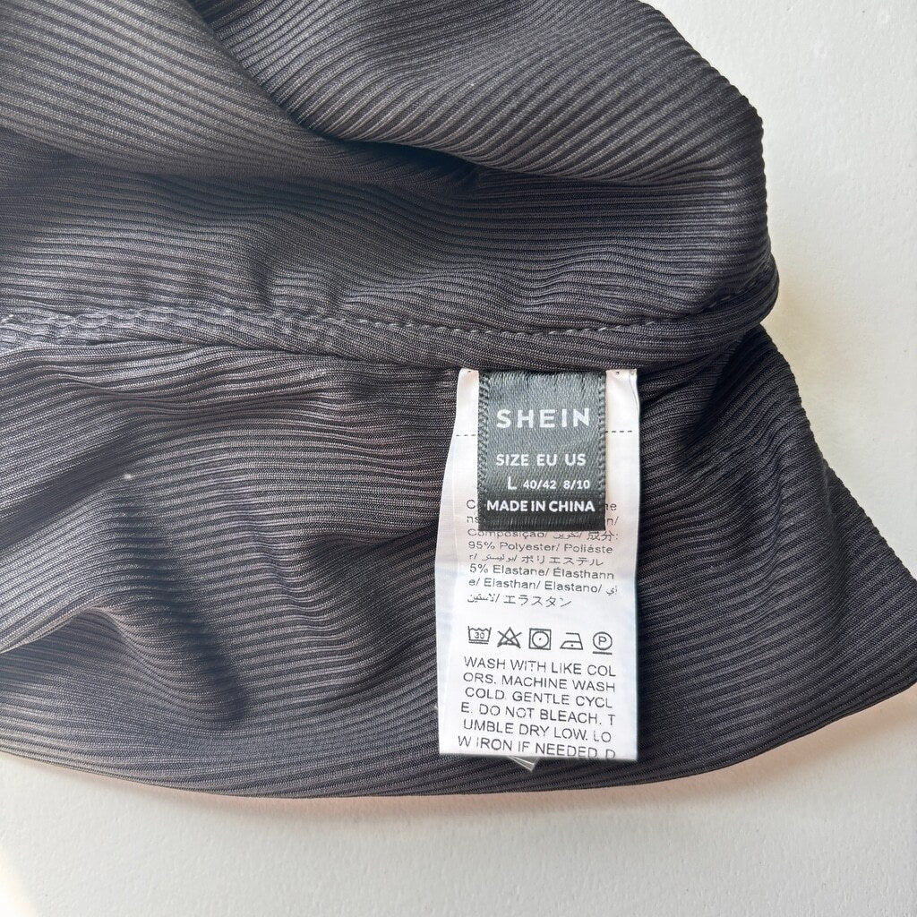 SHEIN Women's Size Large Black Ribbed Casual Cropped Tank Top for Summer NIB