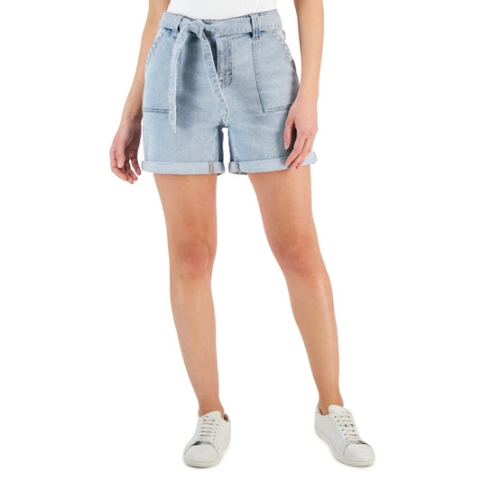 Style & Co. Women's 6 Mid-Rise Belted Cuffed Light Wash Denim Shorts NWT