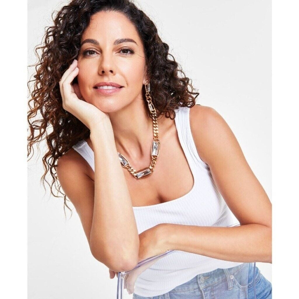 INC International Concepts Women's XL White Square Neck Tank Top NWT