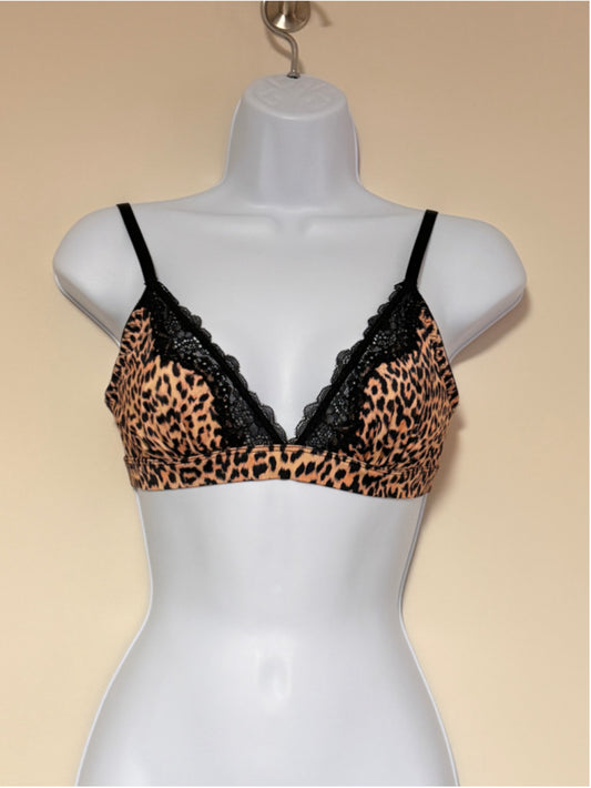 INC International Concepts Size Small Cheetah-Print Satin Bralette NWT