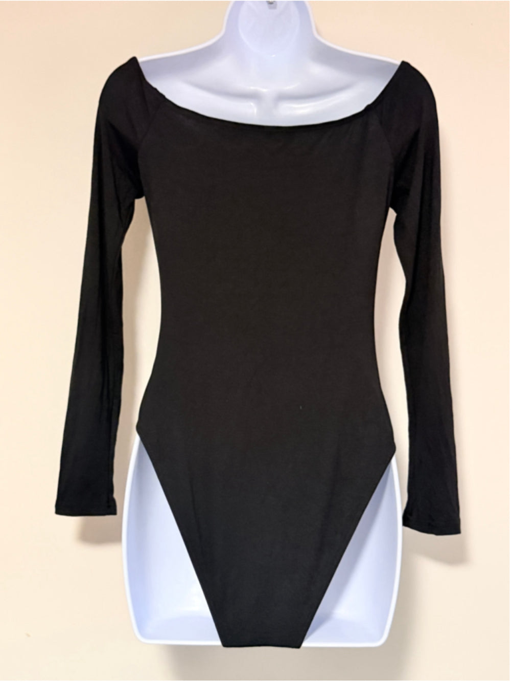 SHEIN Women's Size Small Black Off Shoulder Long Sleeve Stretchy Bodysuit NWT
