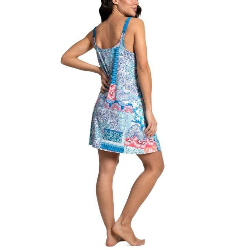 Linea Donatella Women's Blue Printed Sleeveless Chemise / Pajama Dress NWT