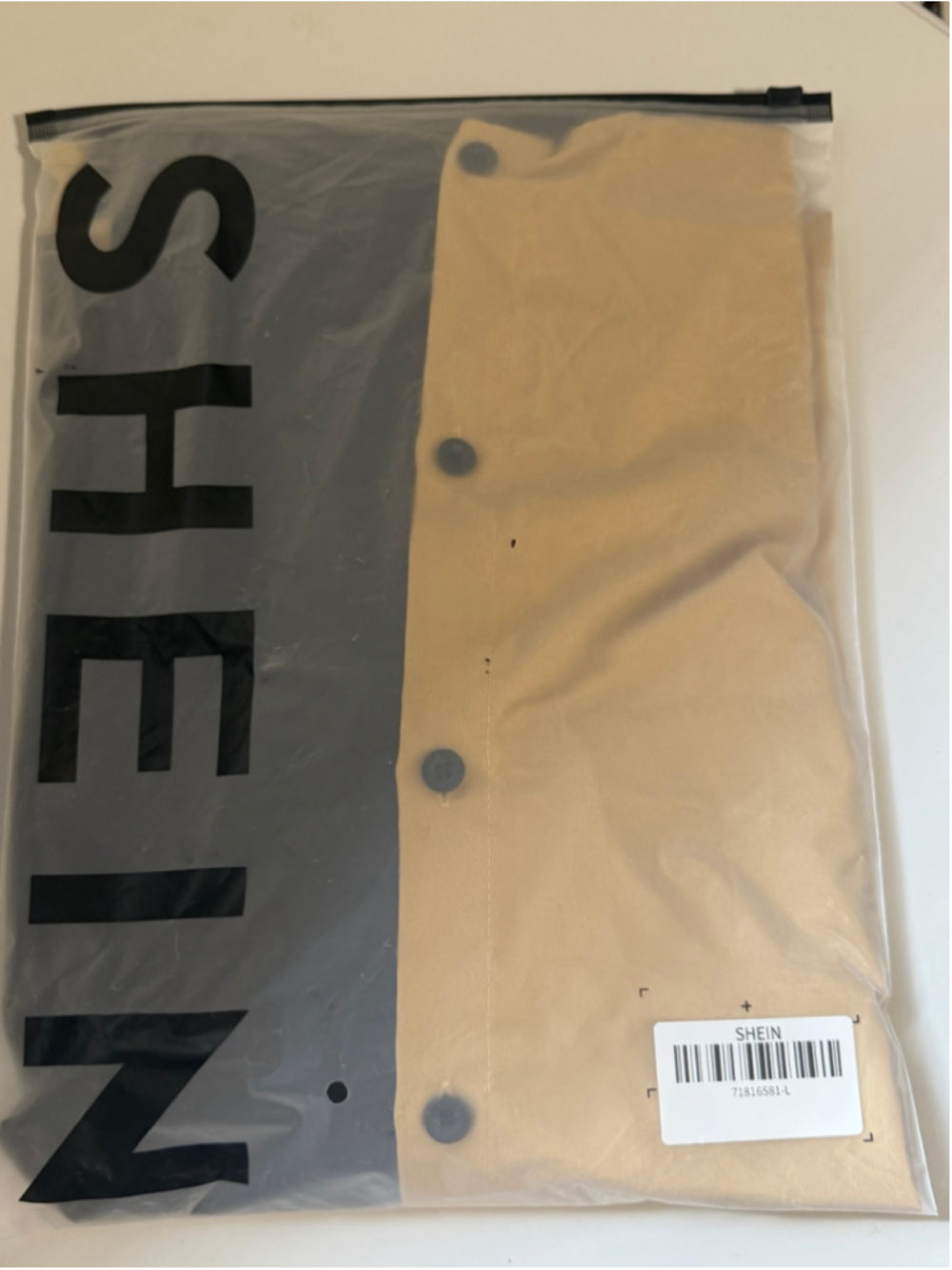 SHEIN Manfinity Large Black & Beige Colorblock Hooded Button Down Shirt NWT