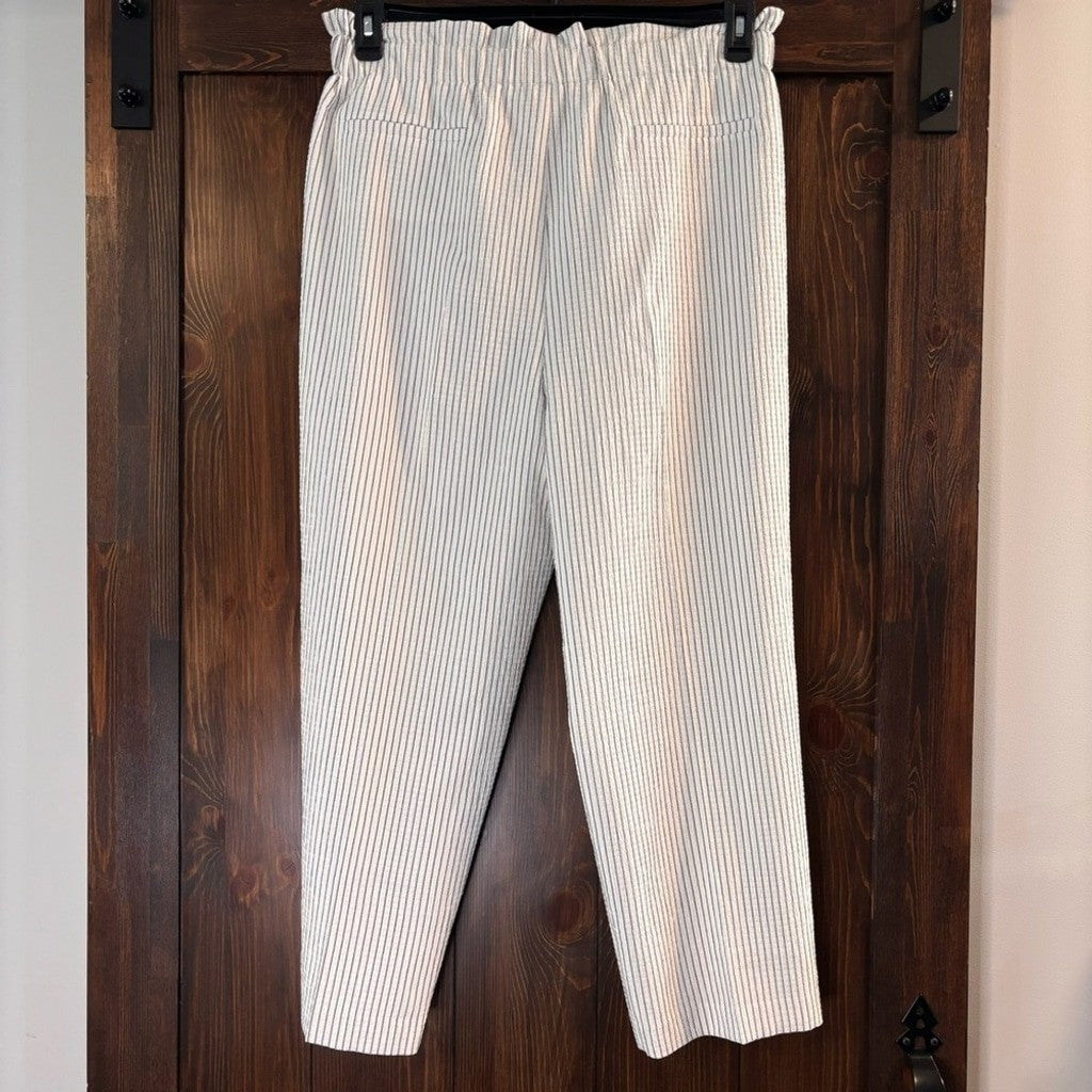Bar III Women's XXL White and Black Pucker-Stripe Tie-Waist Dress Pants NWT