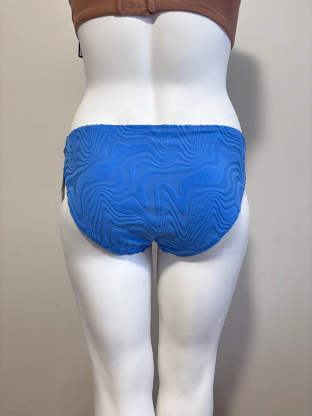 Bar III Size XL Heat Wave Textured Bikini Bottoms Cobalt Blue NWT