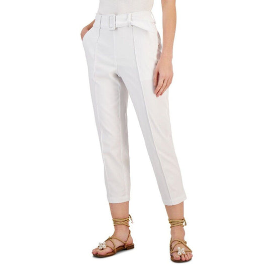 INC International Concepts Women's Size XL White Belted High-Rise Capris NWT