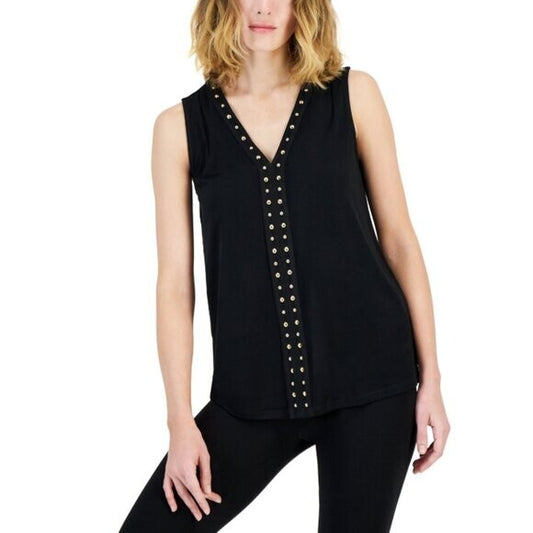 I.N.C.  International Concepts Women's Black V-Neck Stud-Trim Tank Top NWT