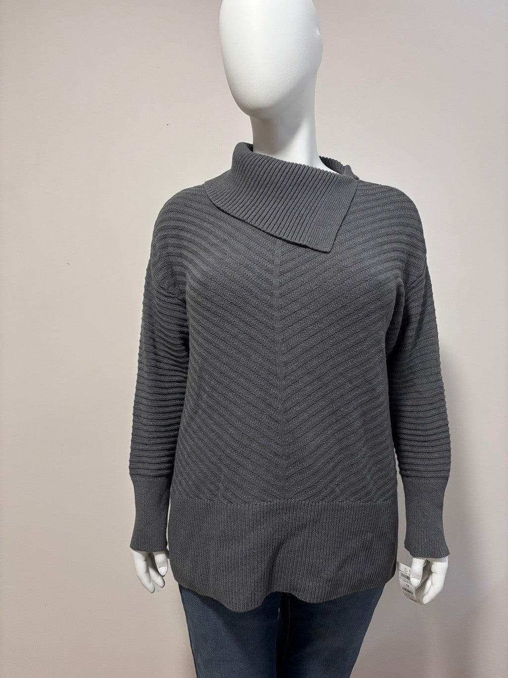 Style & Co Plus Size 1X Envelope Neck Sweater in Charcoal Gray NWT