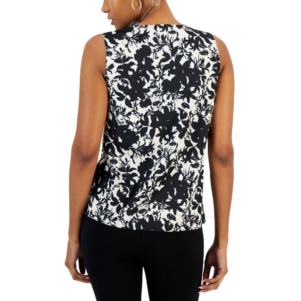 INC International Concepts Small Floral Printed Cowlneck Sleeveless Top NWT