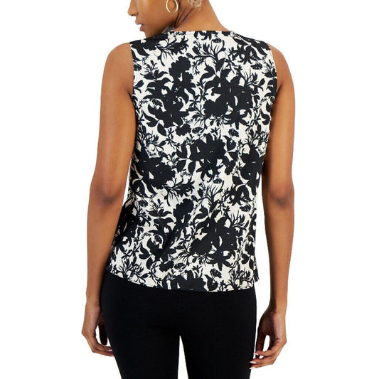 INC International Concepts Small Floral Printed Cowlneck Sleeveless Top NWT