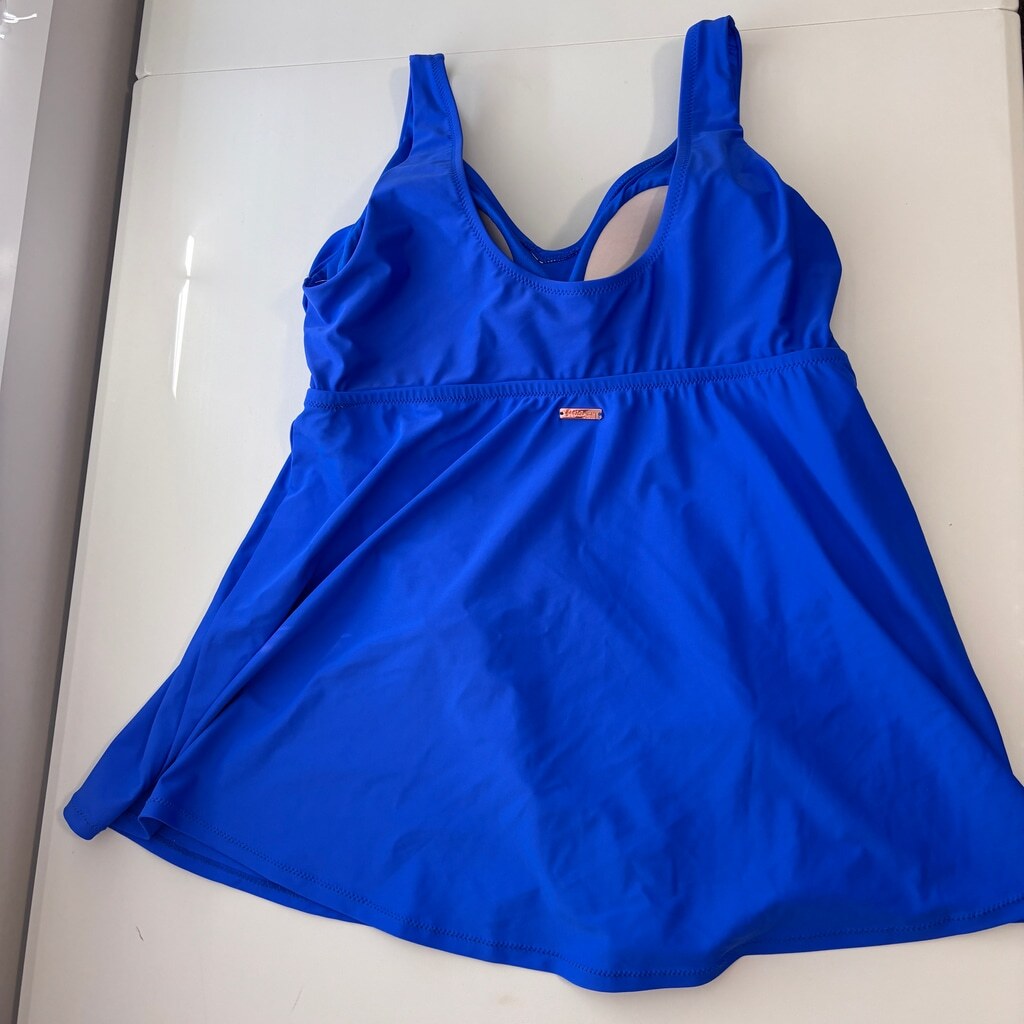 Raisins Curve Women's Plus Size 18W Blue Tummy-Control Swimdress / Swimsuit NWT