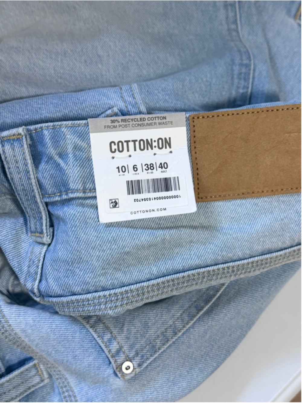 Cotton On Size 10 Light Wash Super Baggy Carpenter Denim Bermuda Shorts NWT