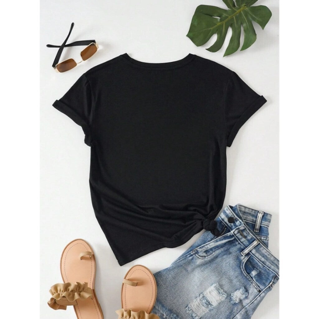 SHEIN Women's Boxy Oversized Black Graphic Tee - Fearless, Loved, Strong NIB