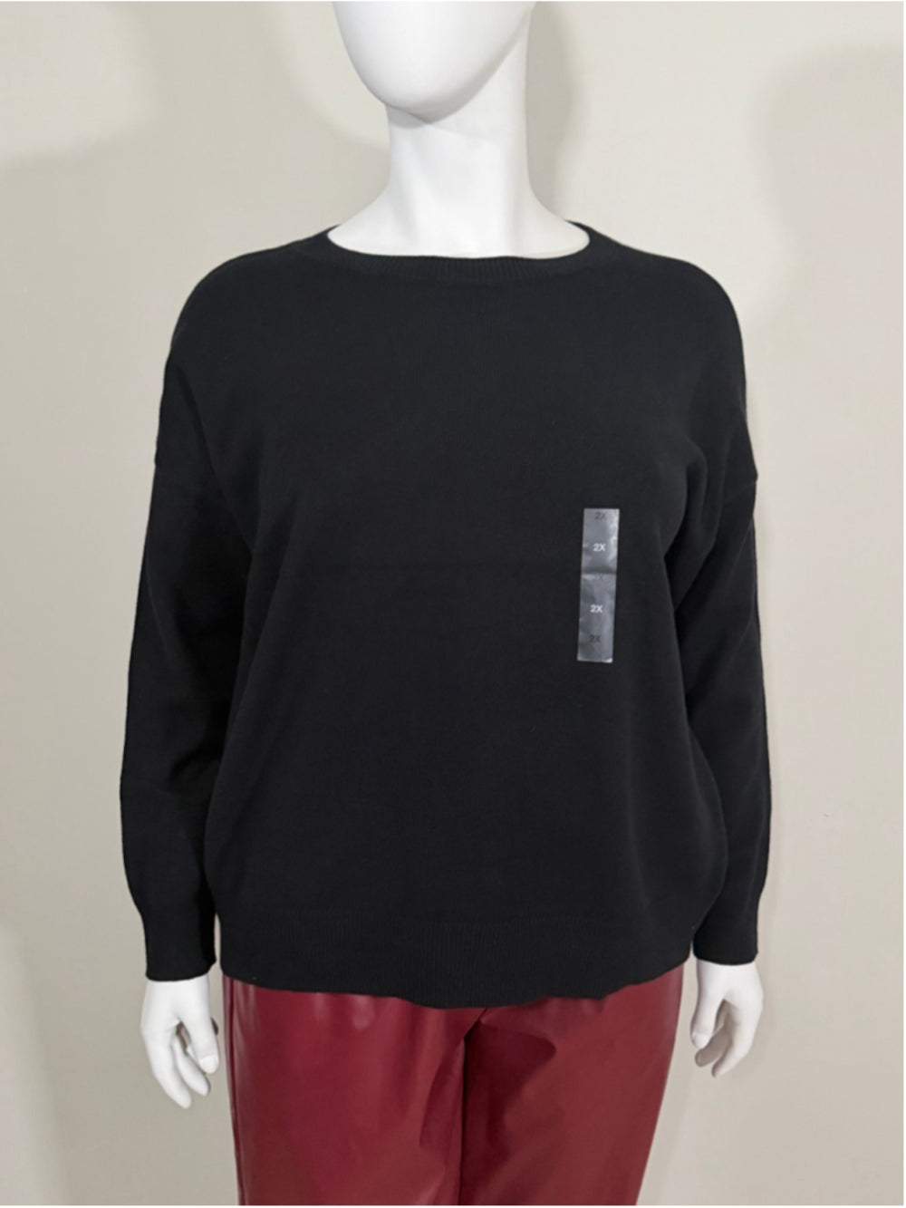 On 34th Plus Size 2X Black Soft Crewneck Pull-Over Sweater NWT