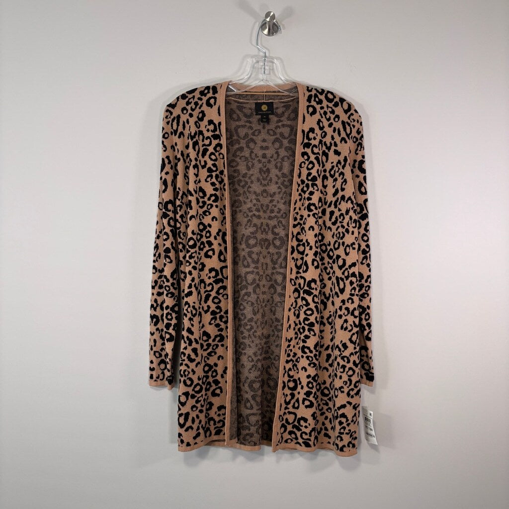 JM Collection Women's Petite Small Cheetah Open-Front Cardigan NWT