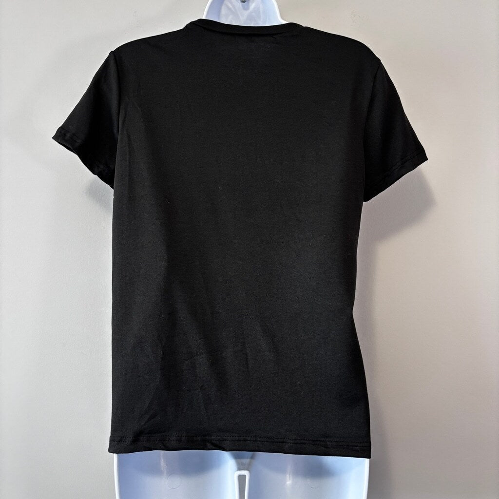 SHEIN Size Small Teddy Graphic T-Shirt Black Tee Women’s Casual Top NIB