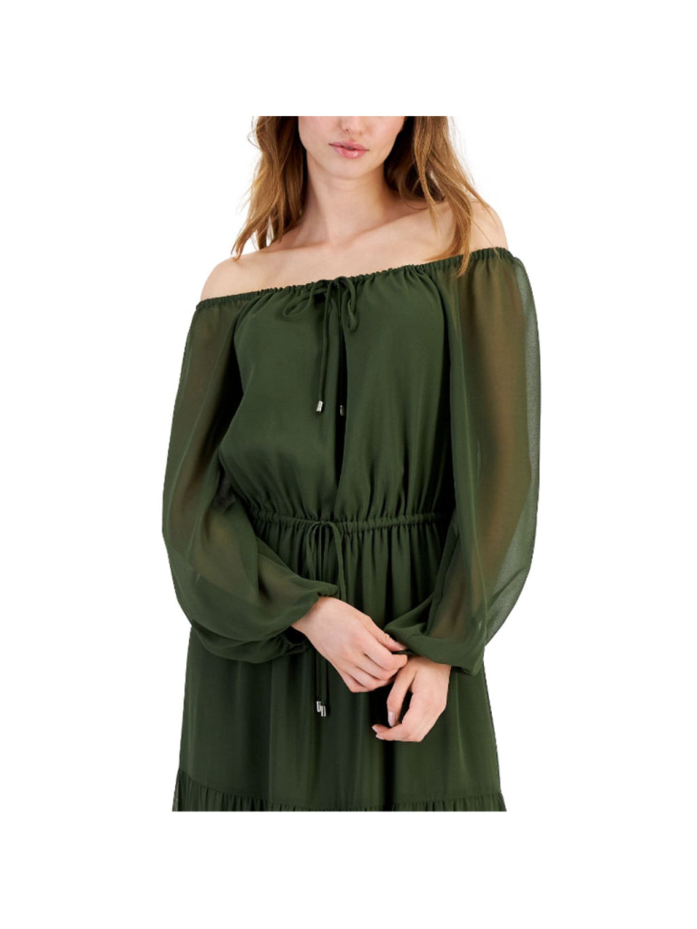 INC International Concepts Size XL Green Off-The-Shoulder Tiered Maxi Dress NWT