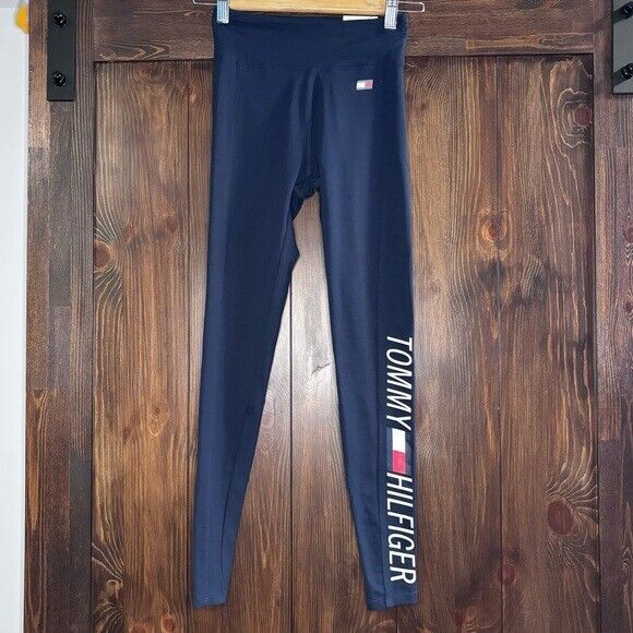 TOMMY HILFIGER SPORT Women's Navy High Rise Logo Leggings NWT