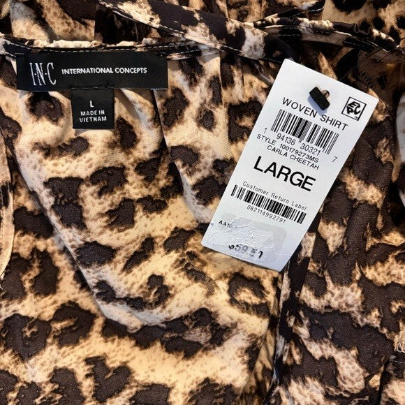 I.N.C. INTERNATIONAL CONCEPTS Women's Printed Long-Sleeve Silky Halter Top NWT