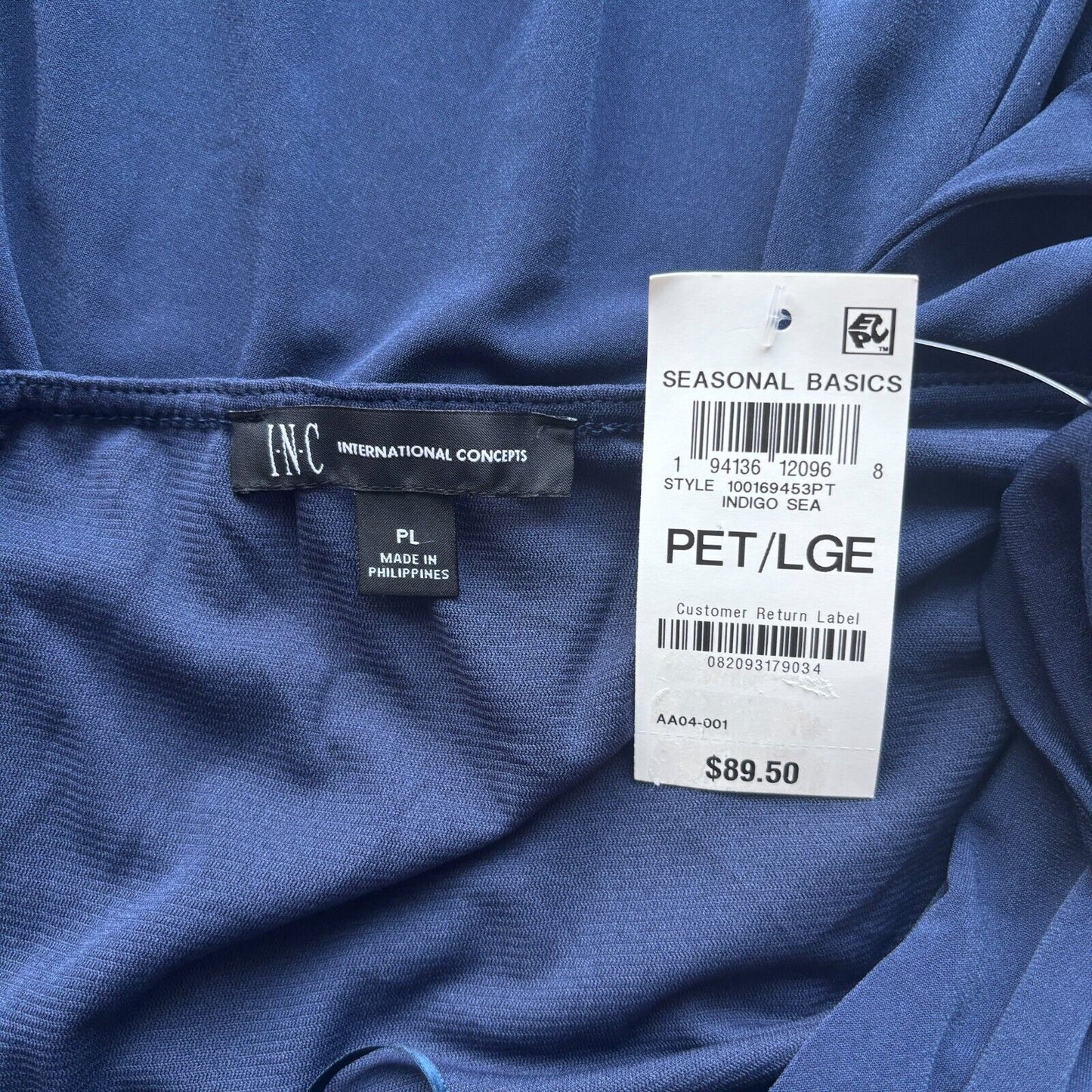 I.N.C. International Concepts Women's Large Petite Navy Halter Maxi Dress NWT