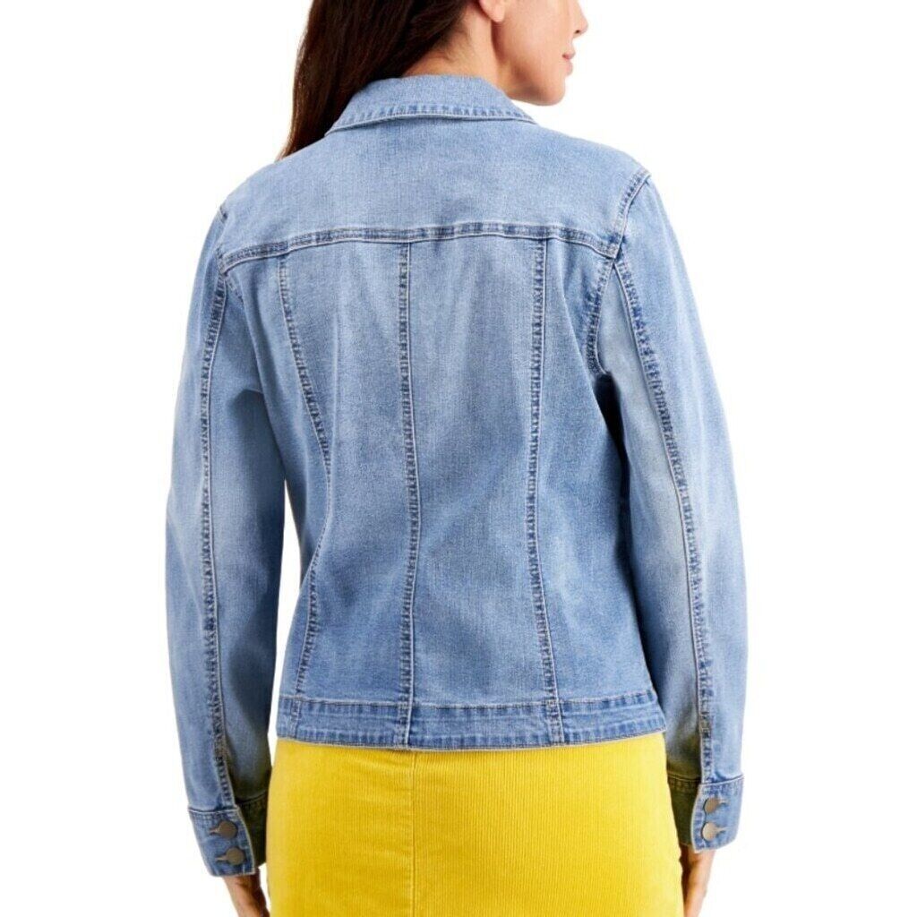 Charter Club Women's Petite Petite Stretch Light Wash Denim Jacket NWT