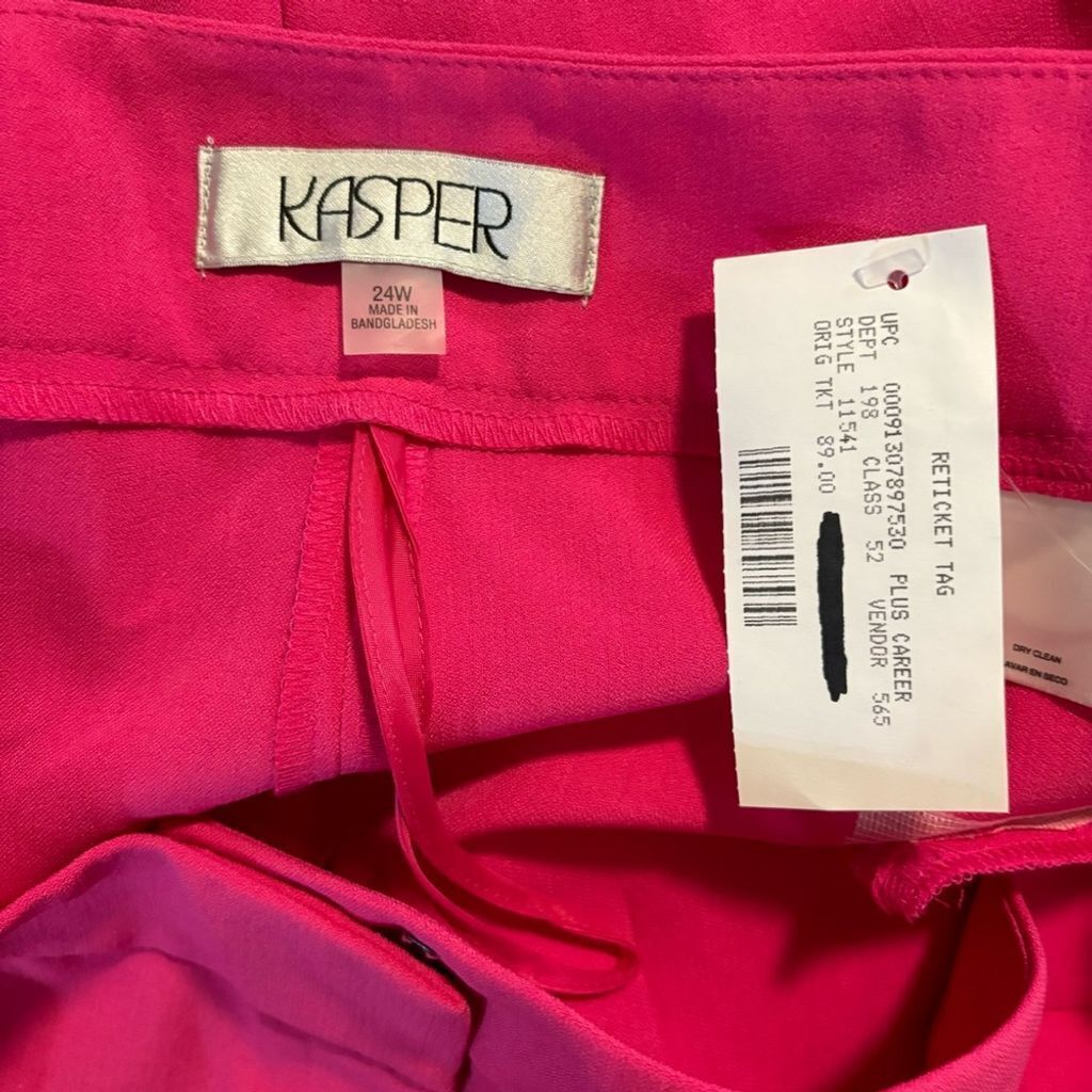 KASPER Plus Size Straight-Leg Hot Pink Dress Pants NWT
