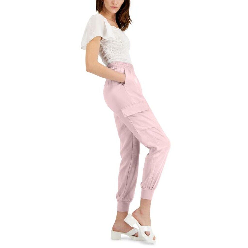 INC International Concepts Size Large Light Pink Satin Jogger Pants NWT