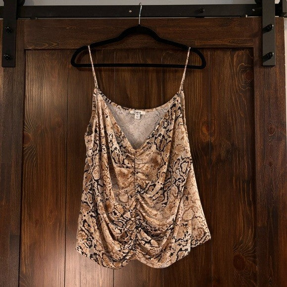 Bar III Size XXL Snake Print Ruched Front Camisole Tank Top NWT