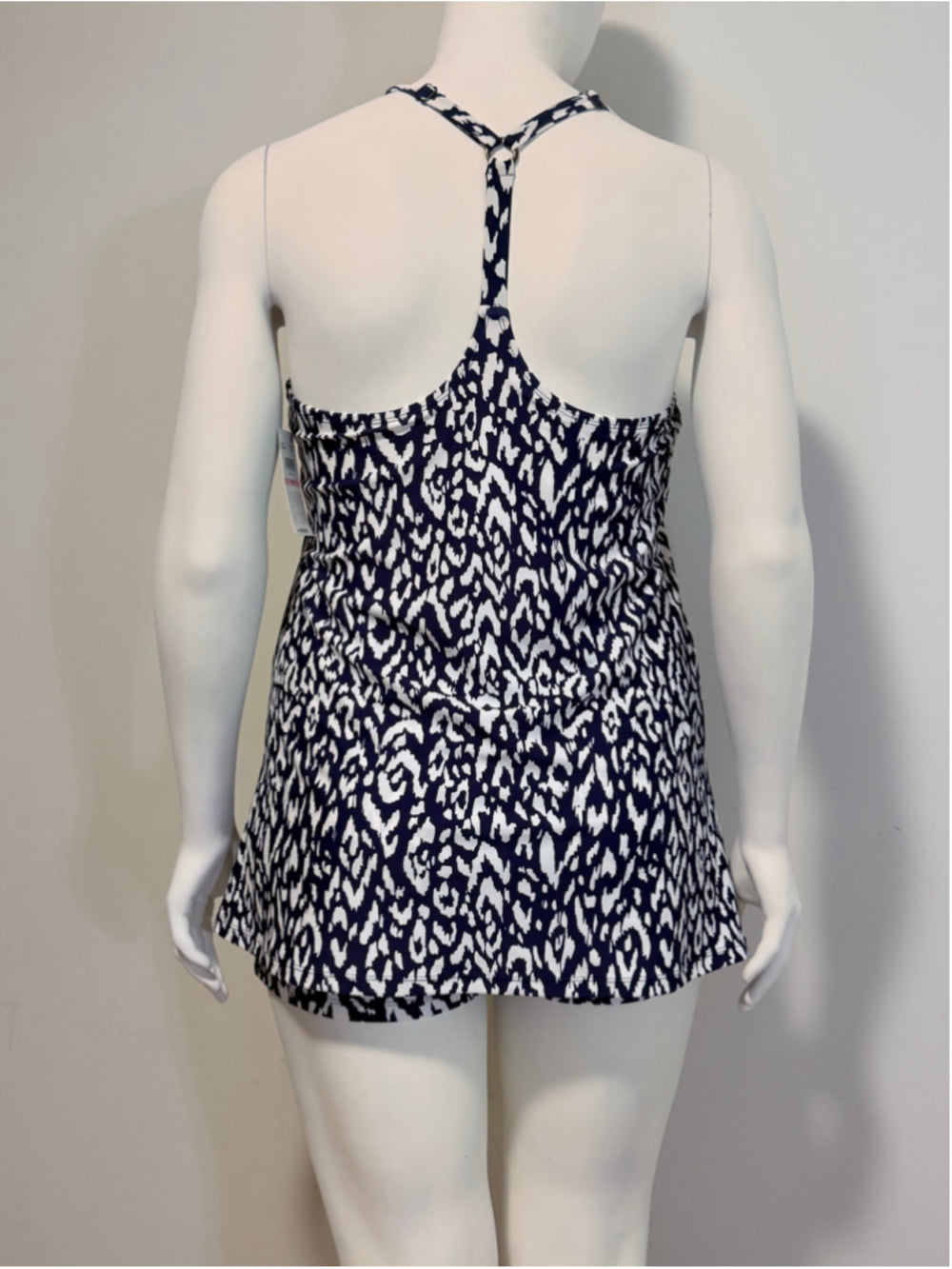 Island Escape Women's Size 10 Blue & White Printed Sunday Swimdress NWT