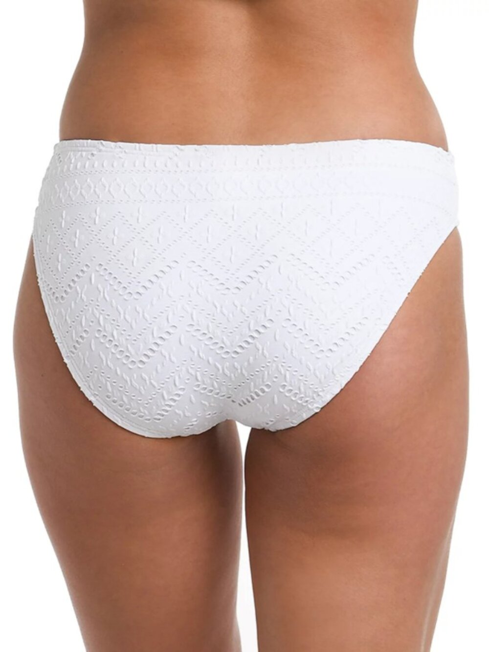 La Blanca Women's Size 12 White Textured Hipster Bikini Bottoms NWT