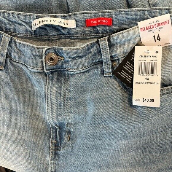 Celebrity Pink Plus Size High-Rise Straight-Leg Distressed Ankle Jeans NWT