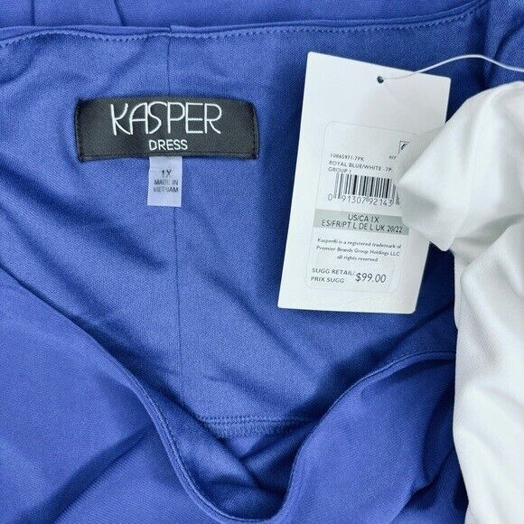 KASPER Plus Size Blue and White Colorblocked Split-Sleeve Dress NWT