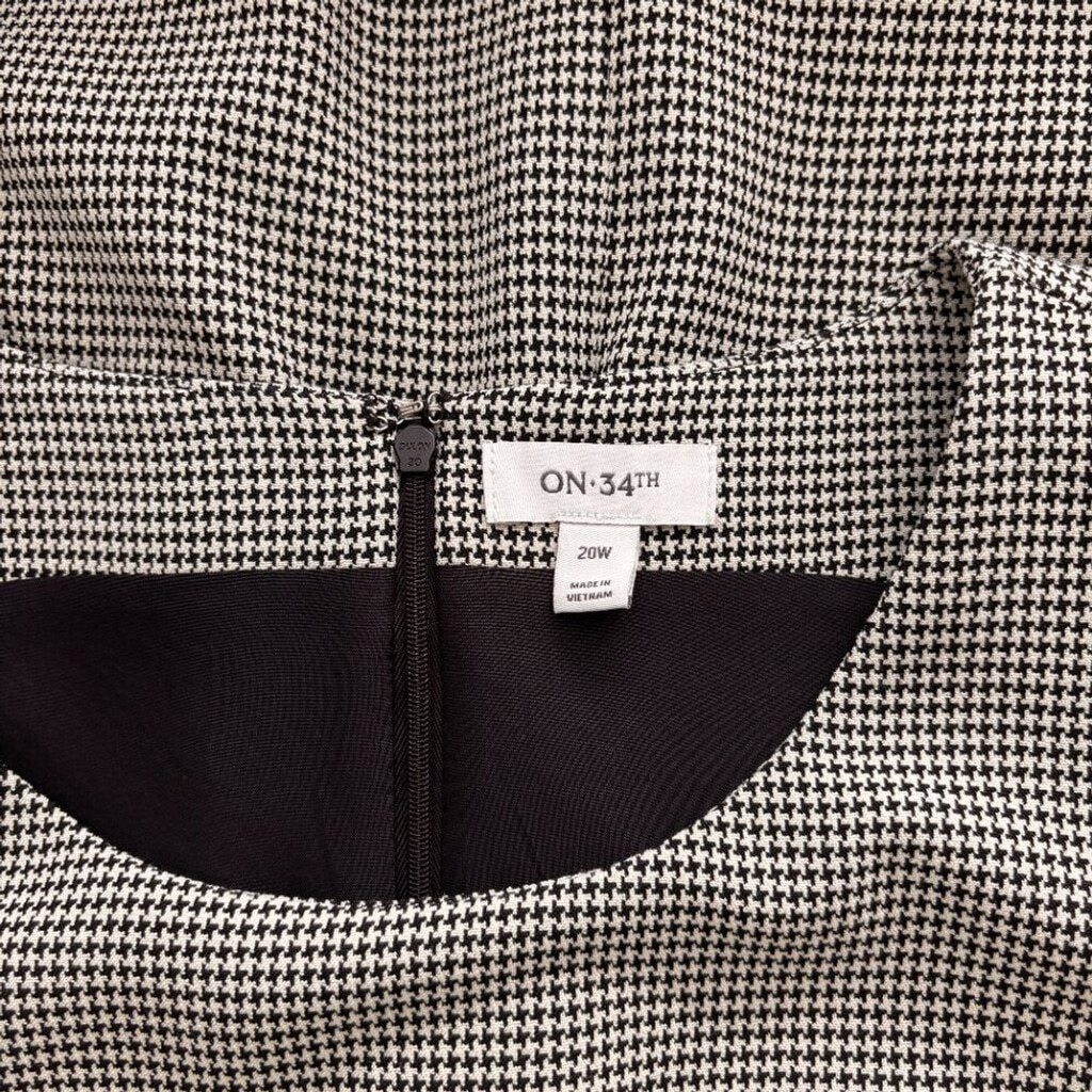 On 34th Plus Size 20W White and Black Houndstooth Double-Weave Sheath Dress NWOT