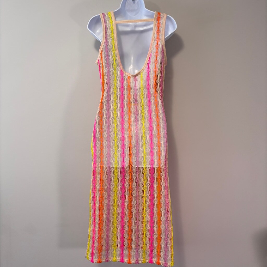 Miken Women's Multicolor Open Knit Sleeveless Swimsuit Cover Up Dress NWT